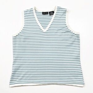 George blue/white striped sleeveless knot sweater top